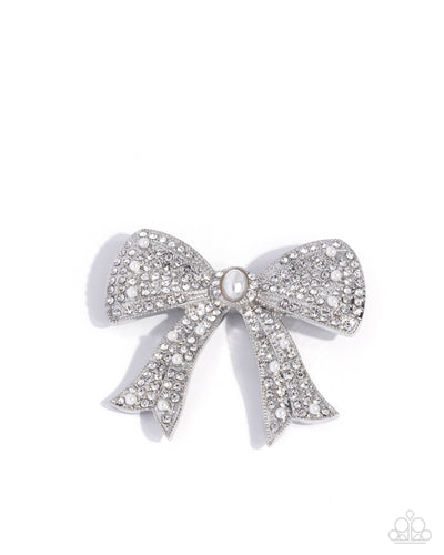 Bow Bravado - White - Paparazzi Accessories