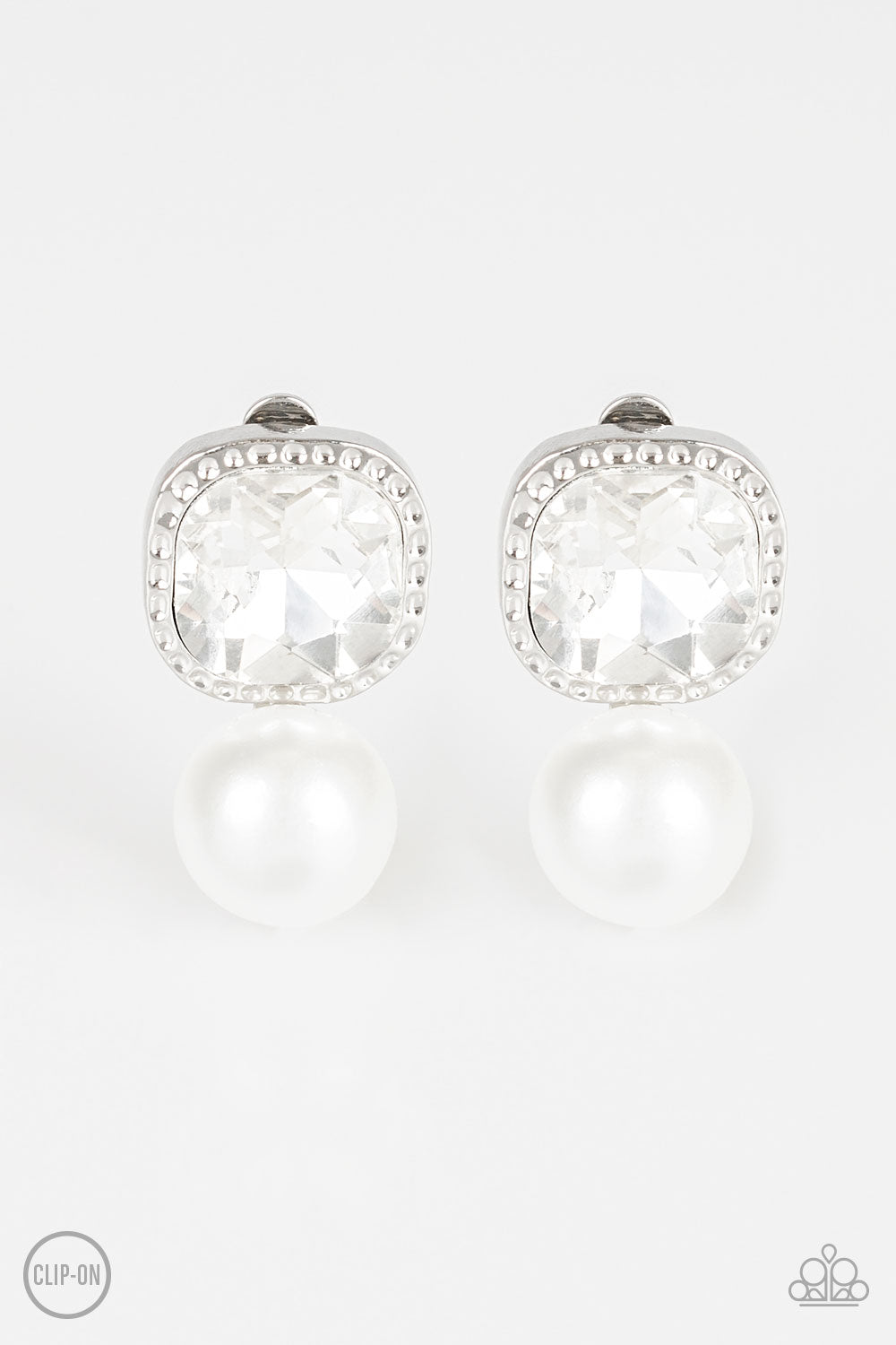 Gatsby Gleam - White Clip-On - Paparazzi Accessories