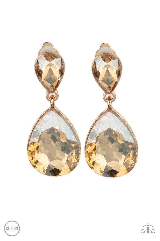Aim For The MEGASTARS - Gold Clip-On Earrings - Paparazzi Accessories